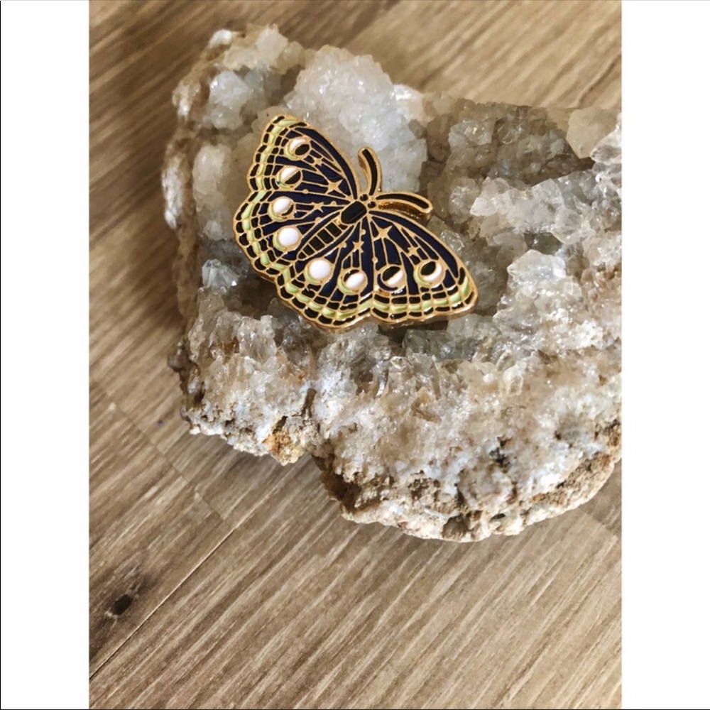 SOLD-MoonPhase Moth Brooch/Pin - Picture 2 of 7